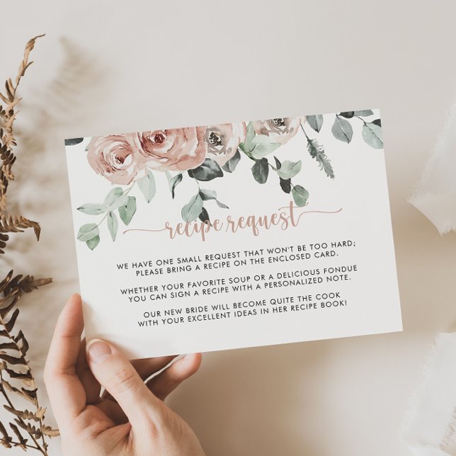 Carte D'accompagnement Demande de recette de mariage florale rose rose cl (Créateur téléchargé)