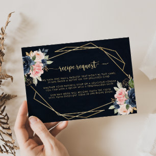 Carte D'accompagnement Demande de recette de mariage géométrique or flora