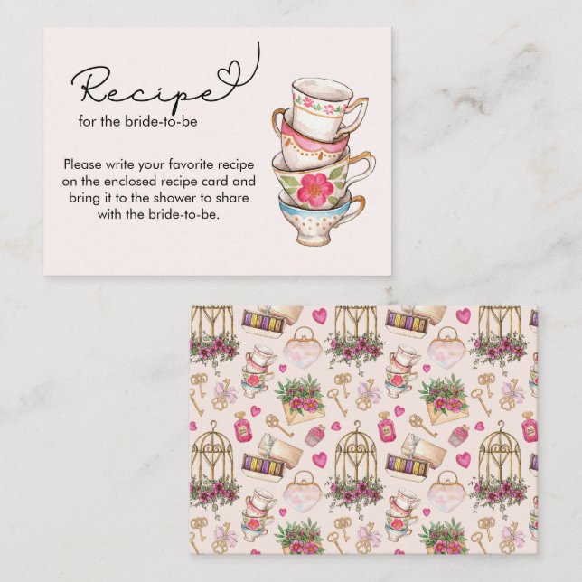 Carte D'accompagnement Demande de recette de mariage moderne Blush Tea Pa (Devant / Derrière)
