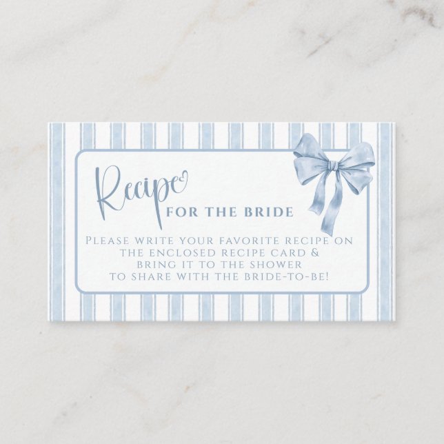 Carte D'accompagnement Demande de recette de quelque chose de bleu avant  (Devant)