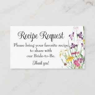 Carte D'accompagnement Demande de recette de Wedding shower de mariage fl