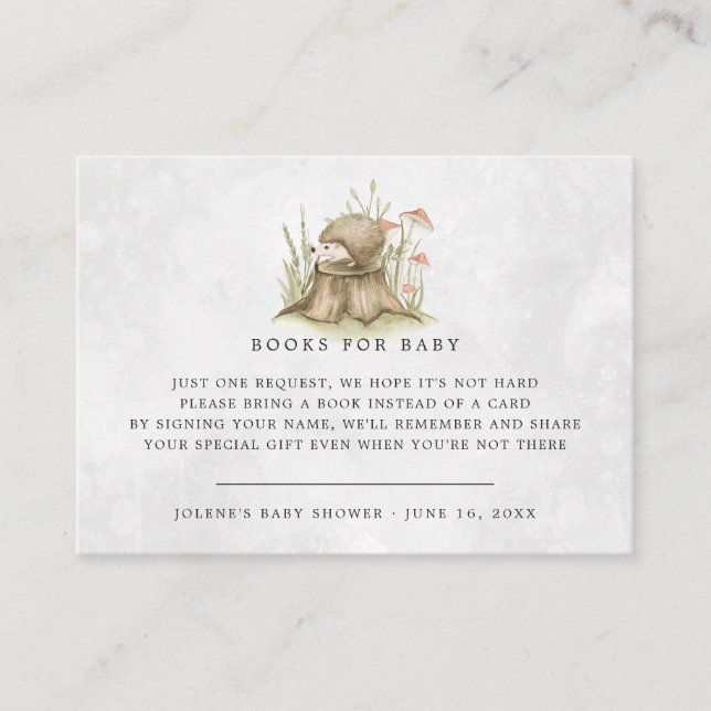 Carte D'accompagnement Demande de réservation | Baby shower de hérisson W (Devant)
