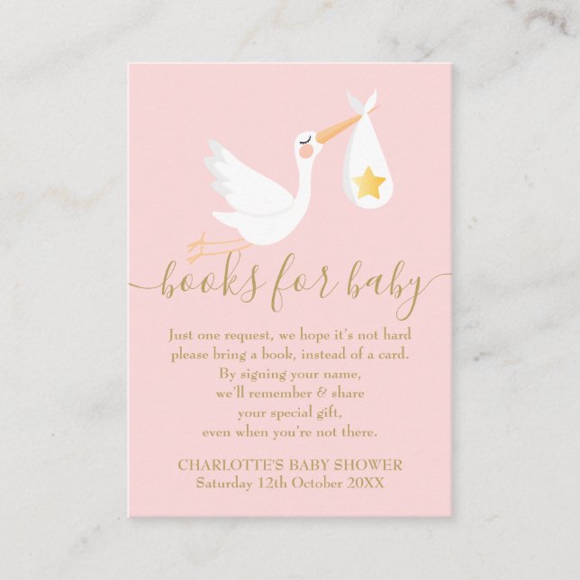 Carte D'accompagnement Demande de réservation Baby shower Stork Gold Star (Devant)