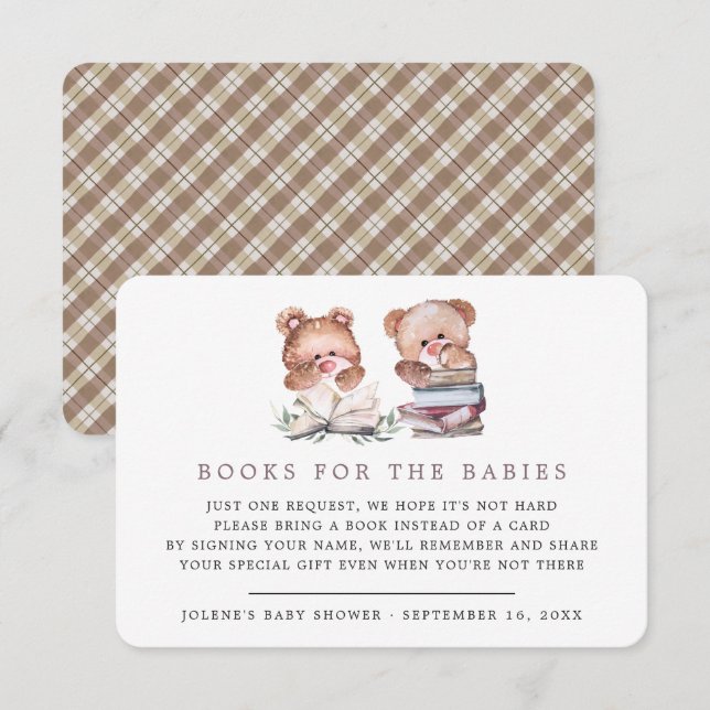 Carte D'accompagnement Demande de réservation | Baby shower Teddy Bear Tw (Devant / Derrière)