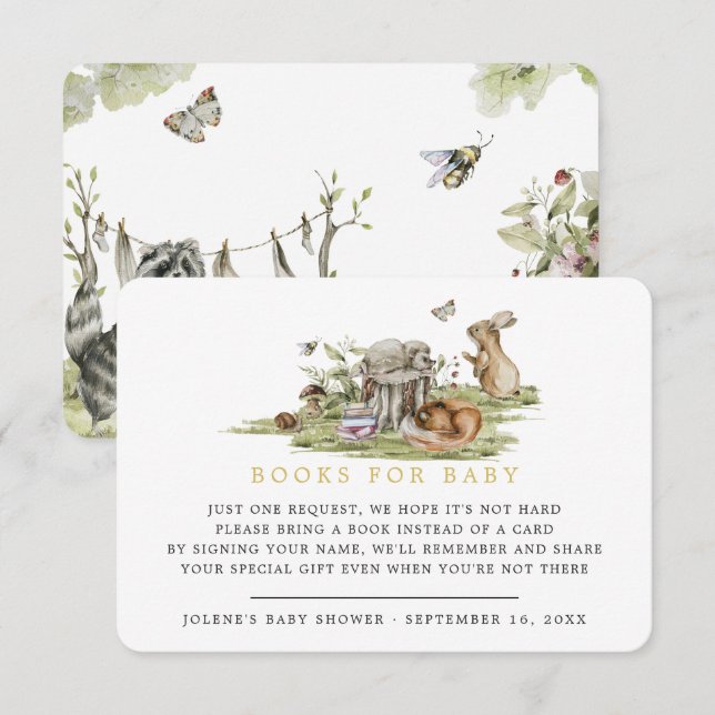 Carte D'accompagnement Demande de réservation | Bois Animaux de la forêt  (Devant / Derrière)