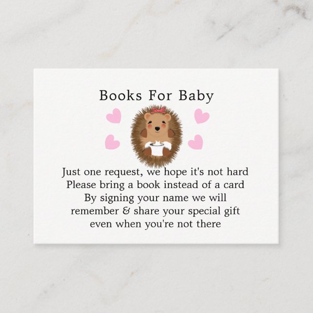 Carte D'accompagnement Demande de réservation de Baby shower de hérisson  (Devant)