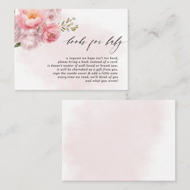 Carte D'accompagnement Demande de réservation de Baby shower Floral Rose  (Devant / Derrière)