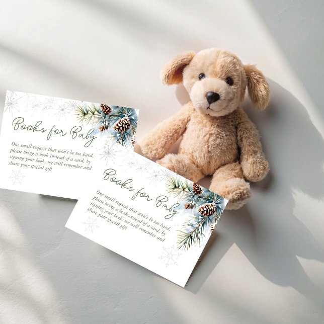 Carte D'accompagnement Demande de réservation de baby shower pour la neig (Snow in love winter baby shower book request enclosure cards snowy pines book request card)