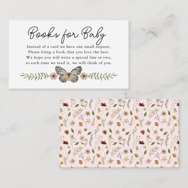 Carte D'accompagnement Demande de réservation de Fleur sauvage rose Baby  (Devant / Derrière)