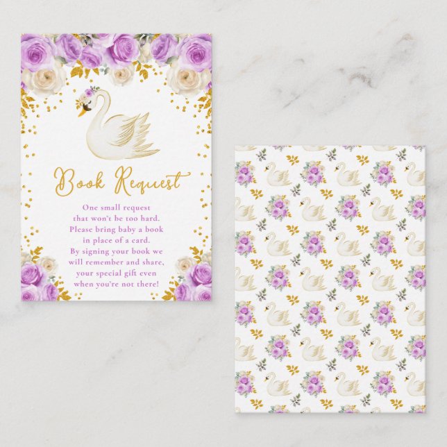 Carte D'accompagnement Demande de réservation de Roses Swan Purple et Gol (Devant / Derrière)
