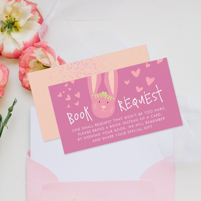 Carte D'accompagnement Demande de réservation mignonne Bunny rose 1er ann (Créateur téléchargé)