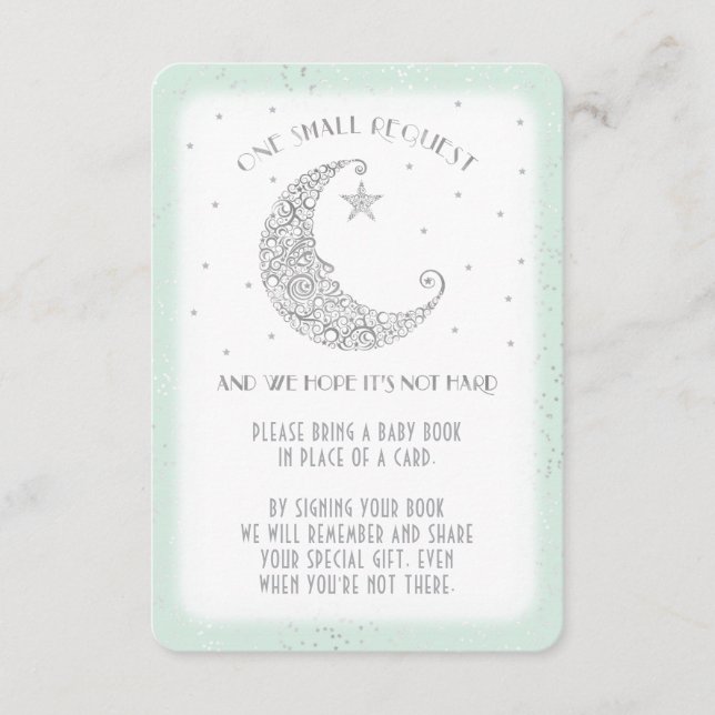 Carte D'accompagnement Demande de réservation Moon Star Baby shower Silve (Devant)