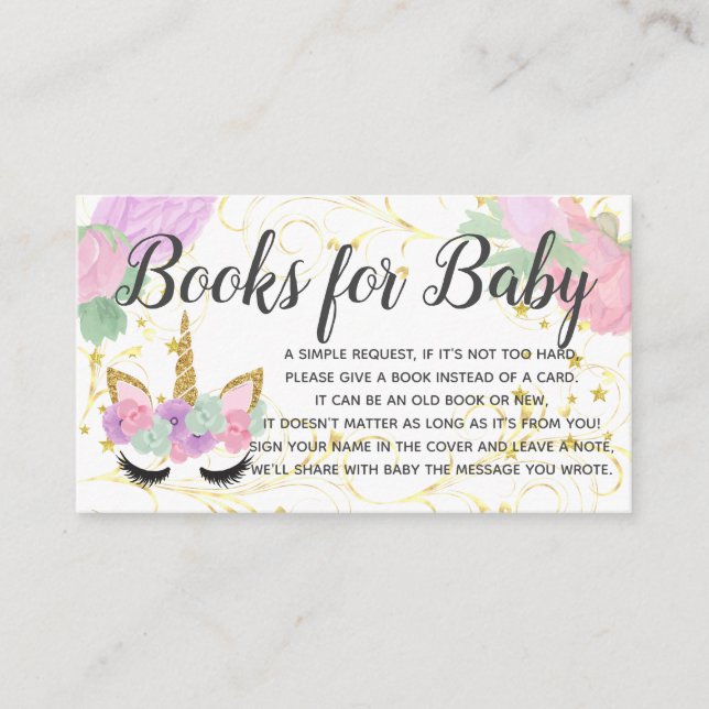 Carte D'accompagnement Demande de réservation pour bébé Unicorn Shower In (Devant)