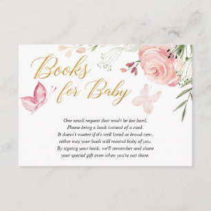 Carte D'accompagnement Demande florale de livre de baby shower de fille