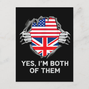 Carte D'accompagnement Demi-Américain Moitié Anglais USA Angleterre Drape