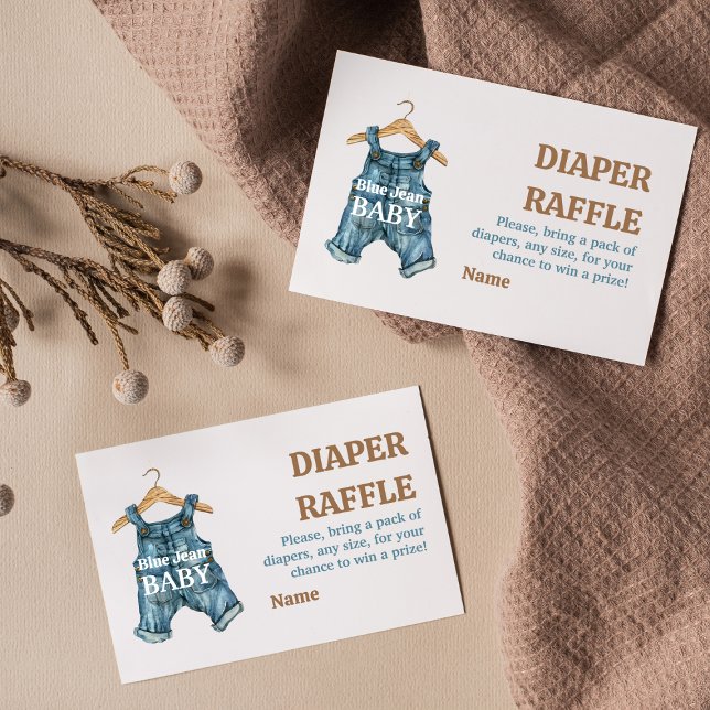 Carte D'accompagnement Denim Blue Jean Baby Boy Baby shower Déchets Raffl (Créateur téléchargé)