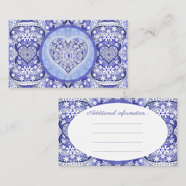 Carte D'accompagnement Dentelle en céramique Bleu de Grèce (Devant / Derrière)