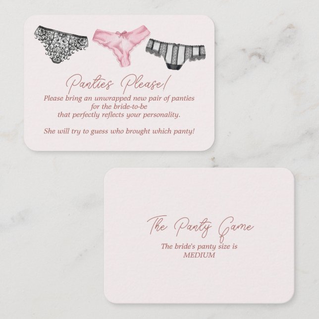 Carte D'accompagnement Dentelle Lingerie Douche Panty Partie (Devant / Derrière)