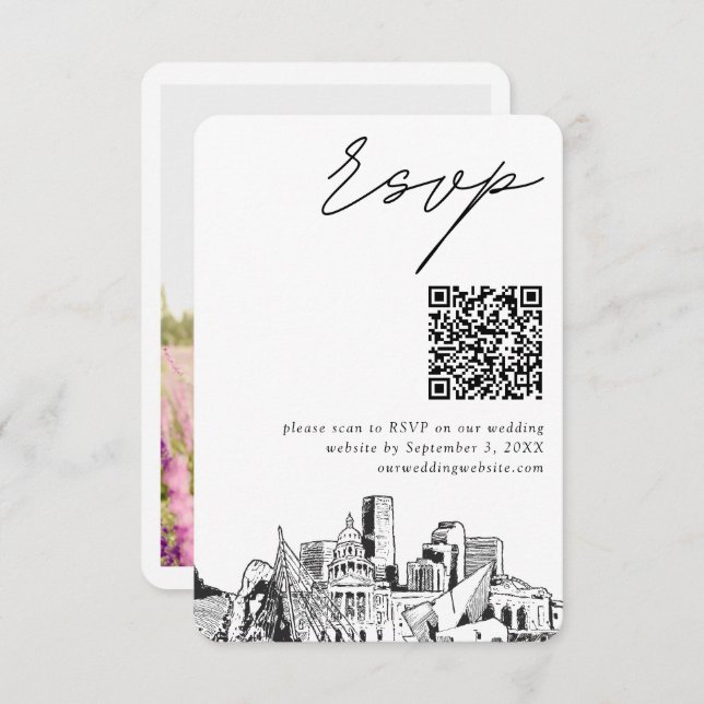 Carte D'accompagnement Denver Mariage Moderne RSVP QR Code (Devant / Derrière)
