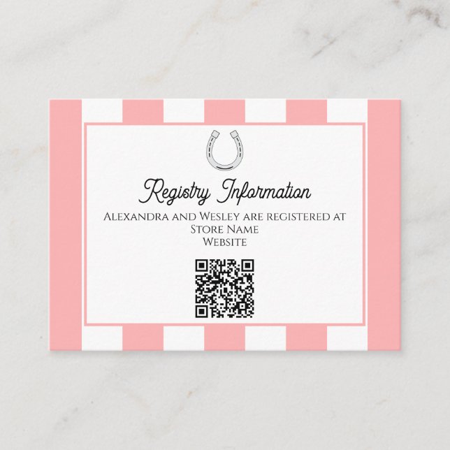 Carte D'accompagnement Derby Douche Cabana Stripes Horseshoe Registry QR (Devant)