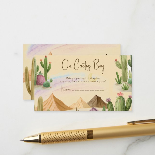 Carte D'accompagnement Désert Oh Cactus Boy Boho Arch Baby shower (Devant/Arrière en situation)