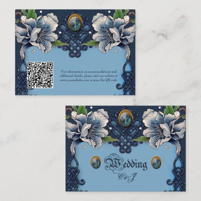 Carte D'accompagnement Design élégant bleu celtique (Devant / Derrière)
