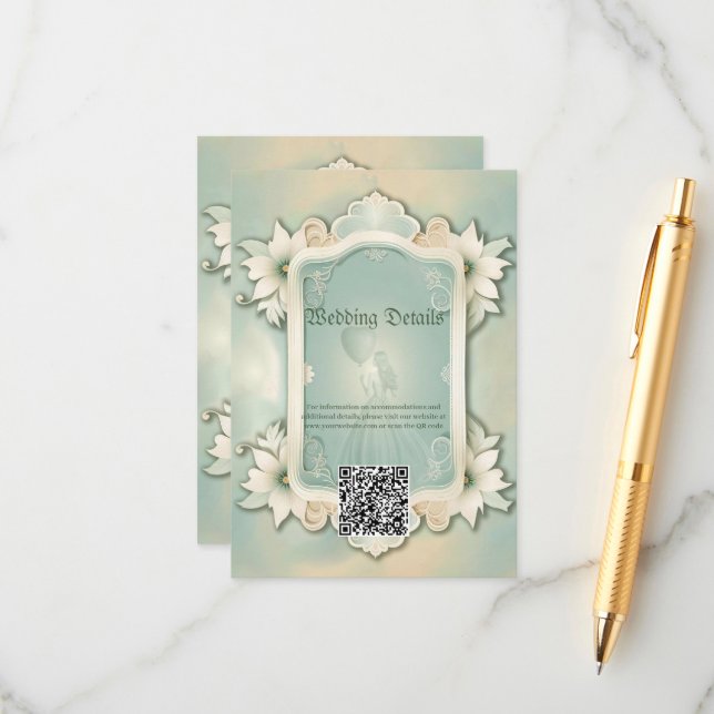 Carte D'accompagnement Design floral vert doux élégant. (Devant/Arrière en situation)
