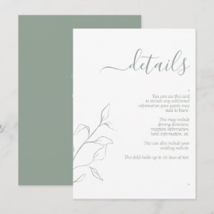 Carte D'accompagnement Design moderne Vert Script Mariage Détails Boîtier