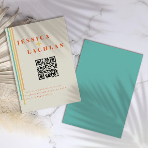 Carte D'accompagnement Design rétro chic avec Mariage de rayures colorées