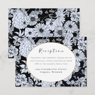 Carte D'accompagnement Dessin de fleurs, fleurs noires et blanches