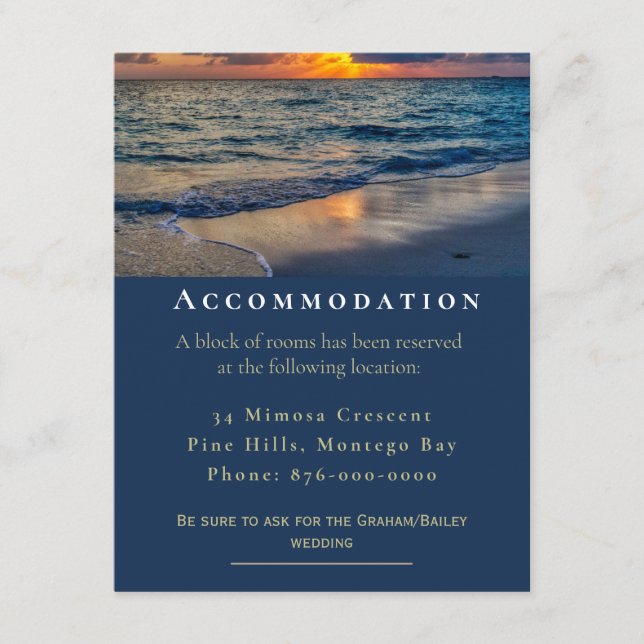 Carte D'accompagnement Destination Mariage Sunny Skies Hébergement (Devant)