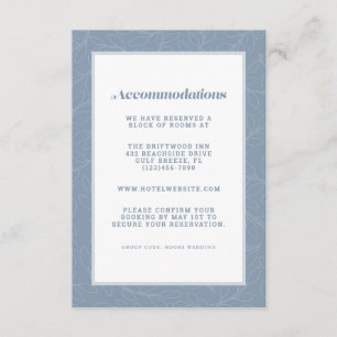 Carte D'accompagnement Détail de l'hébergement pour un mariage moderne bl