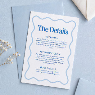 Carte D'accompagnement Détail de mariage bleu ondulé