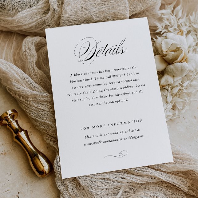 Carte D'accompagnement Détail de mariage classique d'écriture élégante mo (Créateur téléchargé)