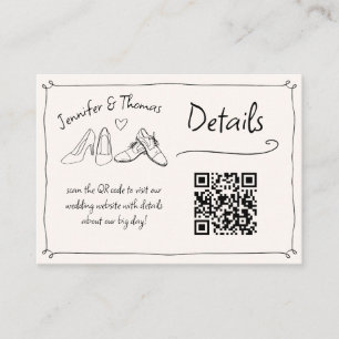 Carte D'accompagnement Détail du code QR des chaussures de Mariage tracée