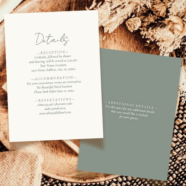 Carte D'accompagnement Détail du Mariage neutre simple et élégant (Créateur téléchargé)
