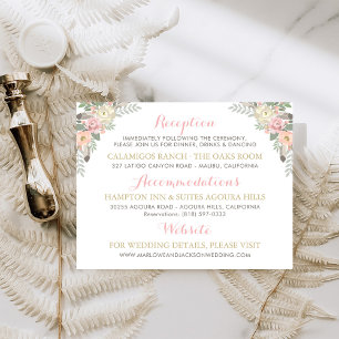 Carte D'accompagnement Détails Bouquet Floral Rose Clair