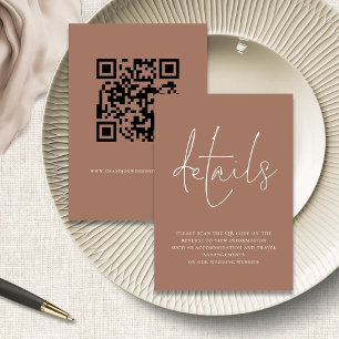 Carte D'accompagnement Détails Brown minimalistes du code QR de script