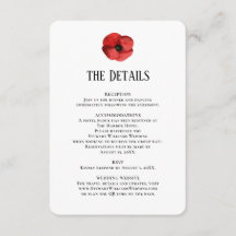 Détails Coquelicot Réception Information Mariage