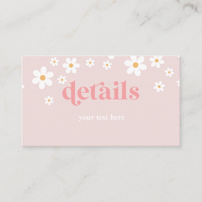 Carte D'accompagnement Détails de Baby Shower Rétro Rose Daisy (Devant)