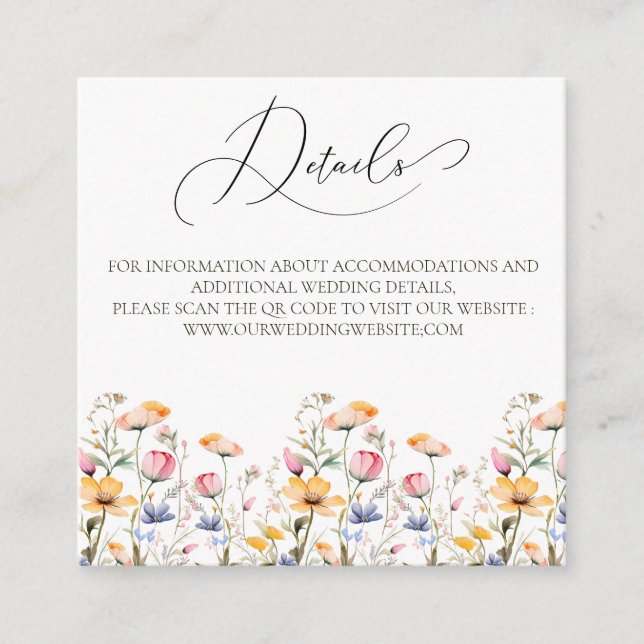 Carte D'accompagnement Détails de budget de prairie de fleurs sauvages Co (Devant)