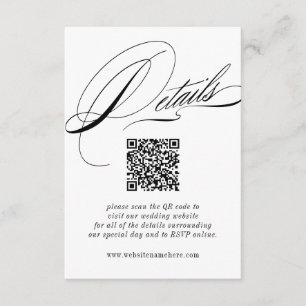 Carte D'accompagnement Détails de calligraphie élégante Code QR