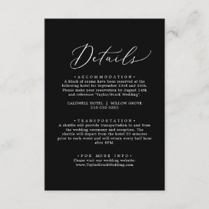 Carte D'accompagnement Détails de calligraphie noire foncée