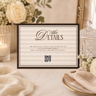 Carte D'accompagnement Détails de code QR de mariage Striped Old Money