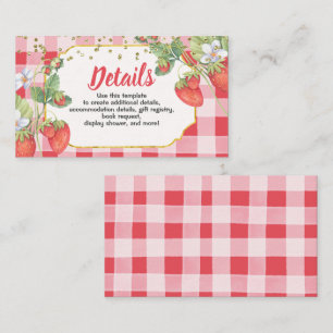 Carte D'accompagnement Détails de fête d'anniversaire de fraise douce aux