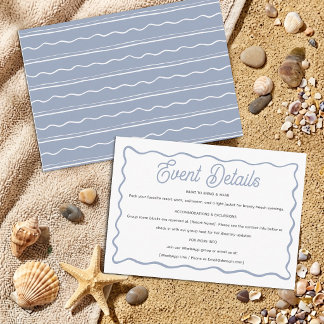 Carte D'accompagnement Détails de fête de plage bleu poussiéreux moderne