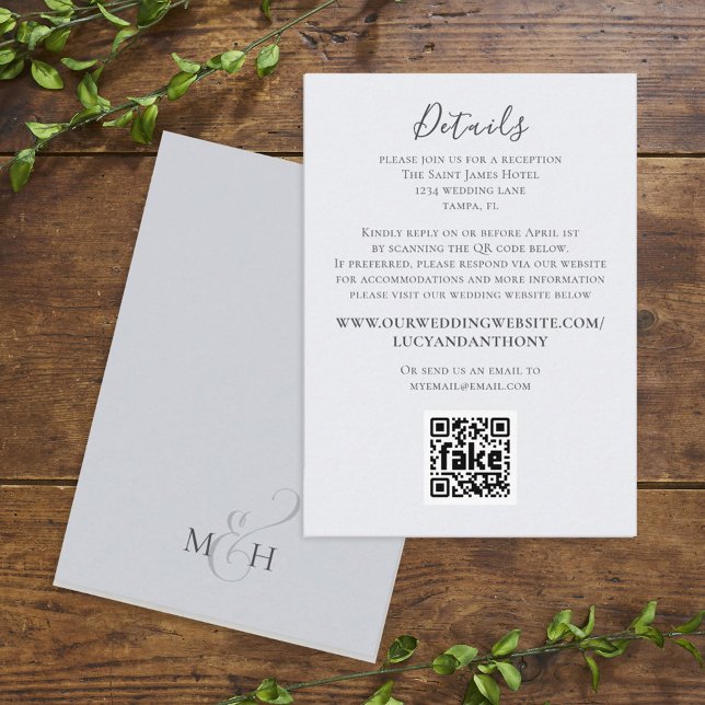 Carte D'accompagnement Détails de feuillage floral élégant simple Code QR (Créateur téléchargé)