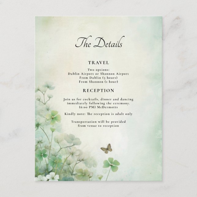 Carte D'accompagnement Détails de Fields of Clover (Devant)