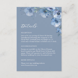Carte D'accompagnement Détails de fleurs à l'aquarelle en bleu d'art fin