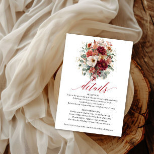 Carte D'accompagnement Détails de fleurs de Bohême de Bourgogne d'automne